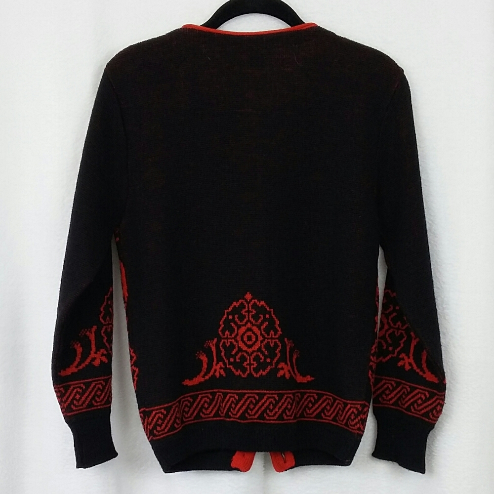 Pendleton Holiday Red/Black Scroll Button Cardigan - image 2